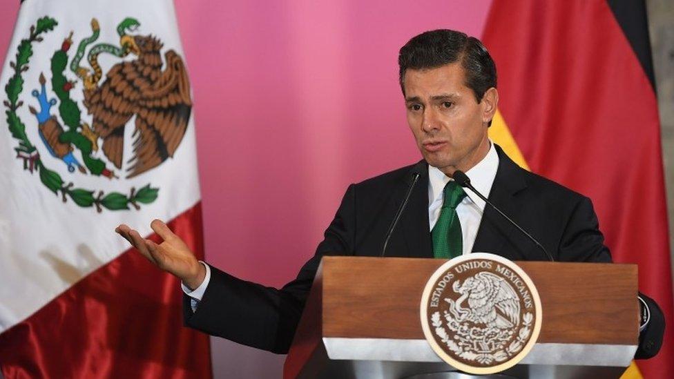 The Mexican President Enrique Peña Nieto speaking at the Palacio Nacional in Mexico City on June 9, 2017