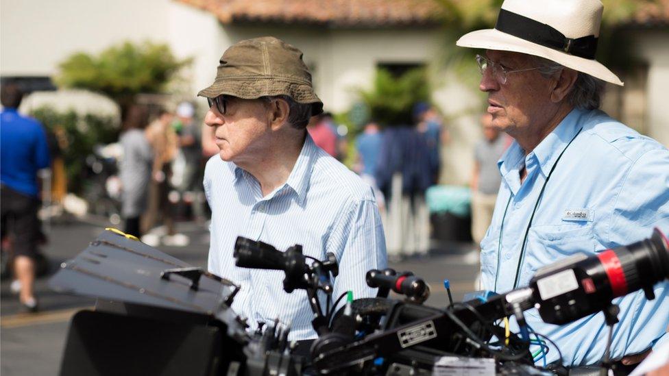 Woody Allen with Vittorio Storaro on set