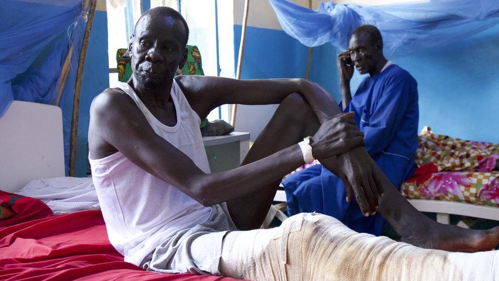 Jackson Atak patient at the surgical ward at Aweil Civil Hospital