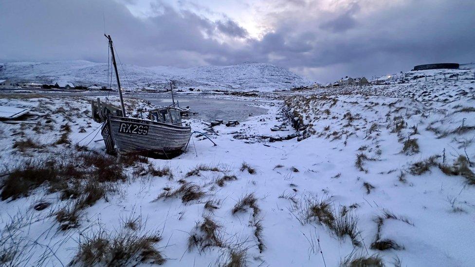 A landscape near the peck house in Leverburgh, Scotland