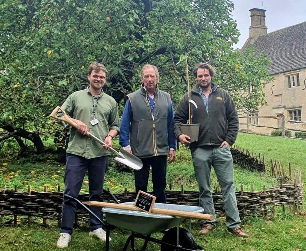 Giles Wood (centre) with his two sons Rollo (left) and Robert