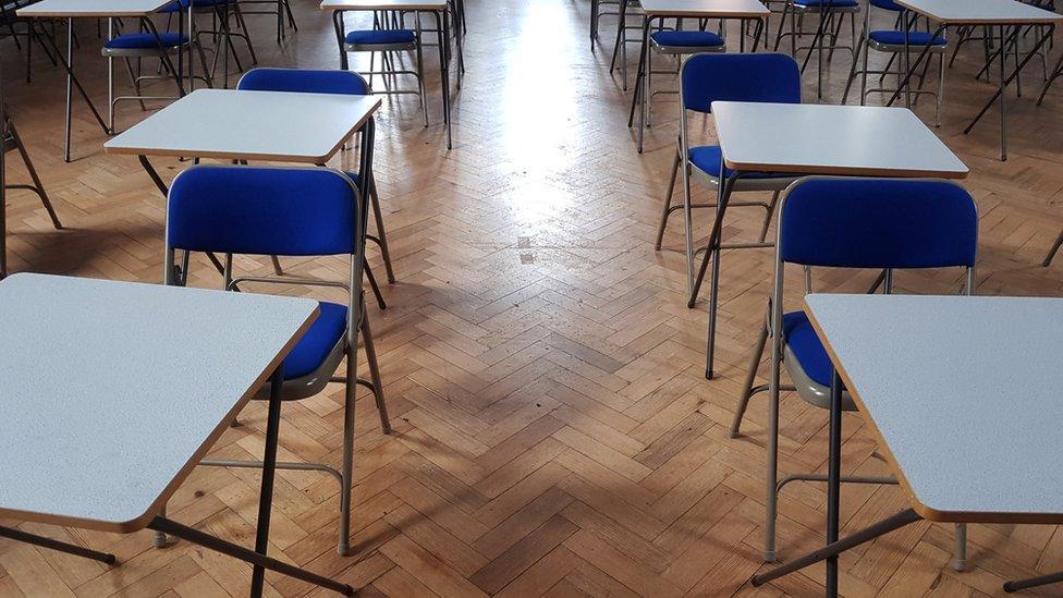 Empty exam desks