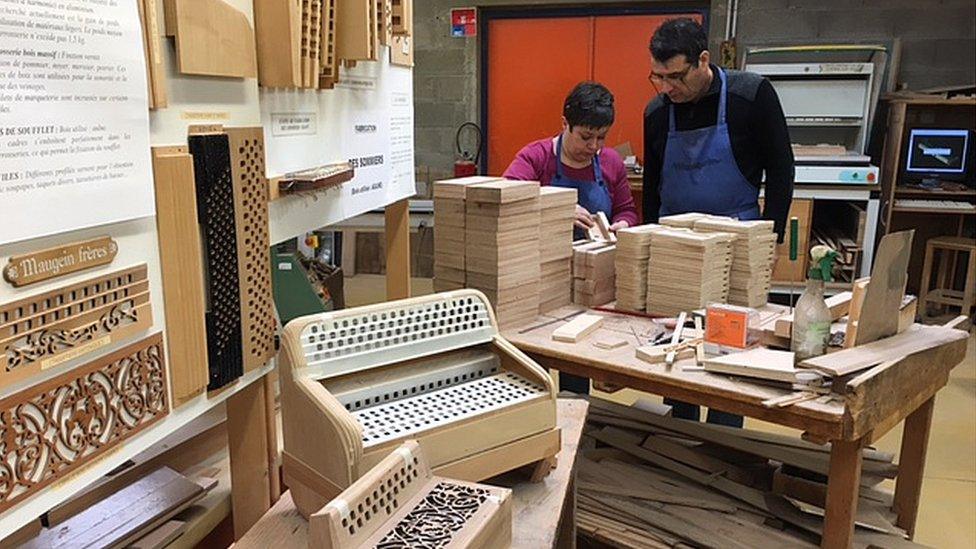 The workshop at Maugein accordions