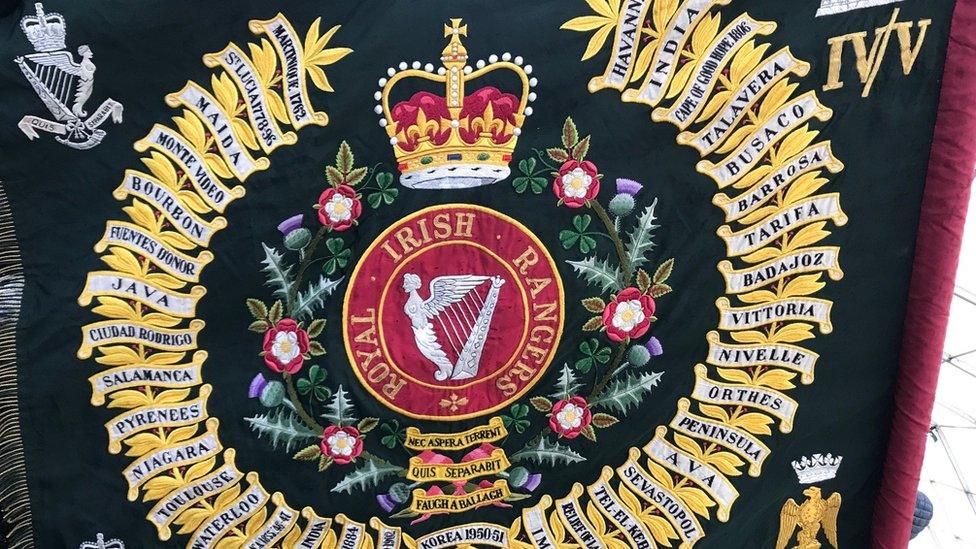 The regimental flag of the 2nd Battalion The Royal Irish Regiment