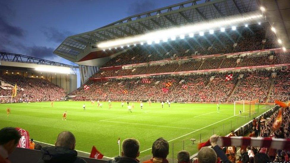 Artist's impression of the new Anfield stadium