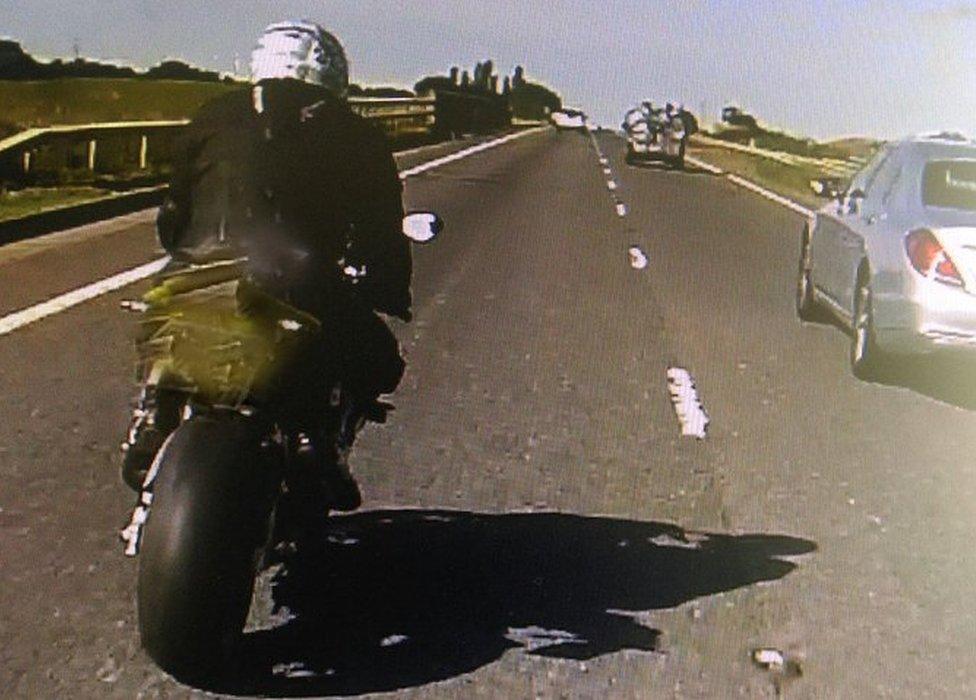 Image from police of one of the motorcyclists who was caught speeding