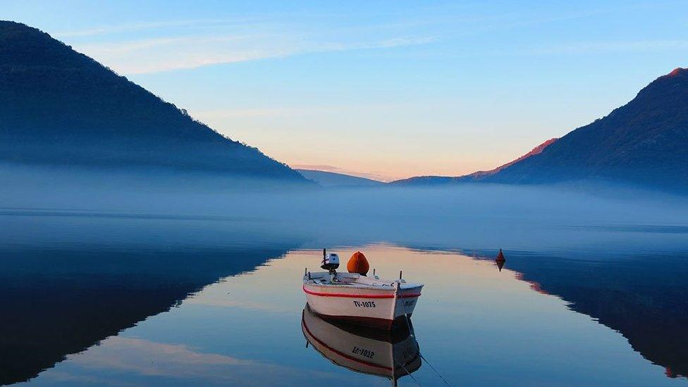 A boat on a lake