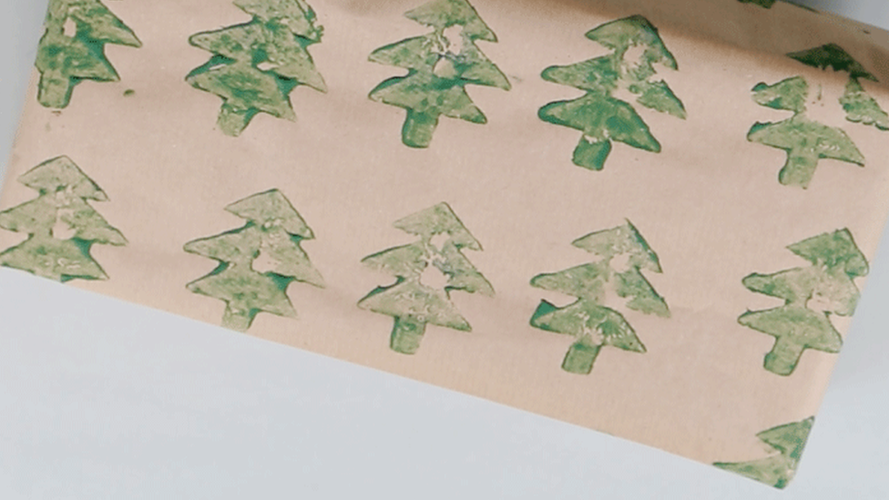 Potato print wrapping paper