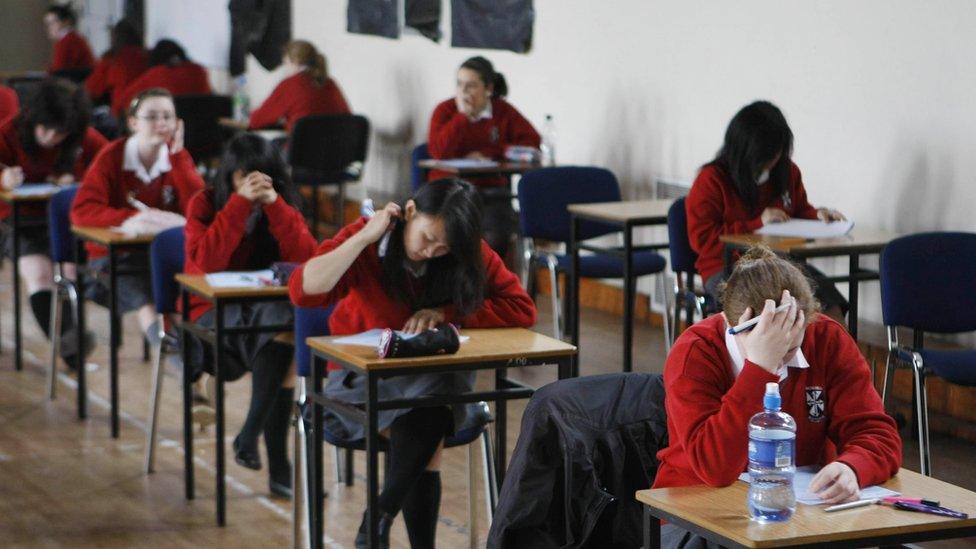 Students in an exam hall