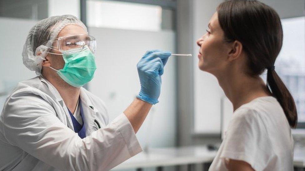 Patient having a PCR test