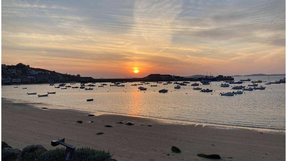 A photo of a sunset in the Isles of Scilly