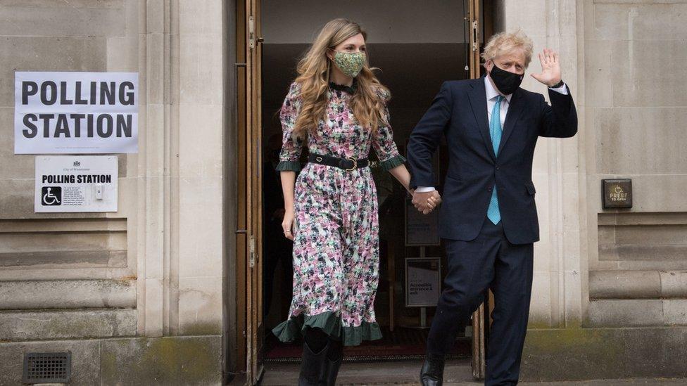 Carrie Johnson and Boris Johnson in May 2021