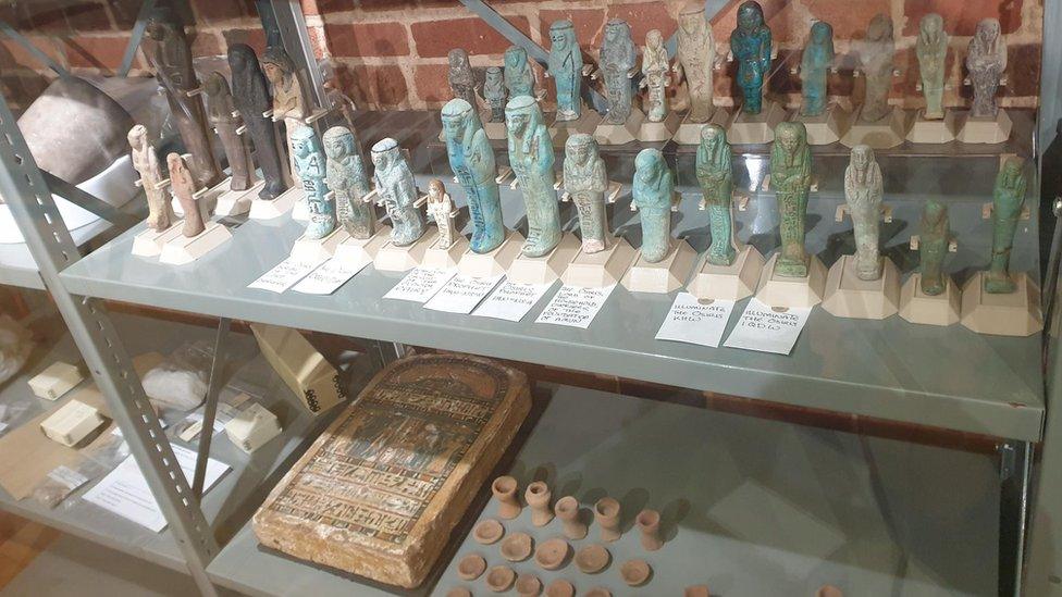 The shabtis on display