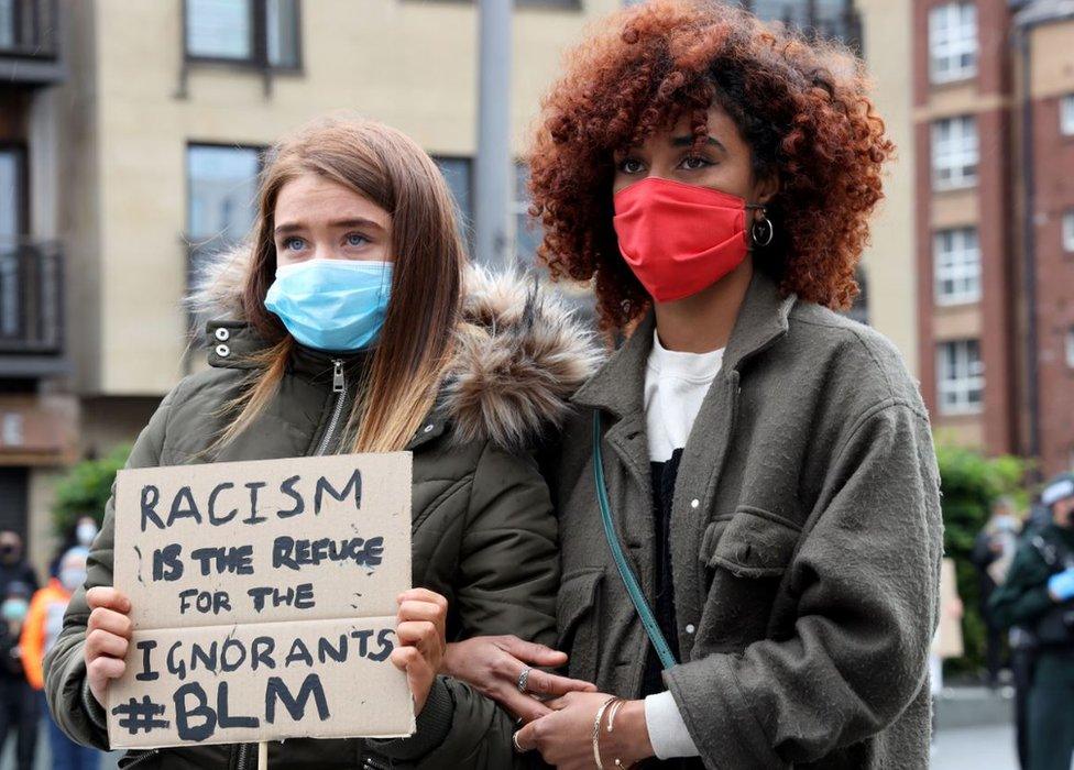 Attendees at the Black Lives Matter protest in Belfast