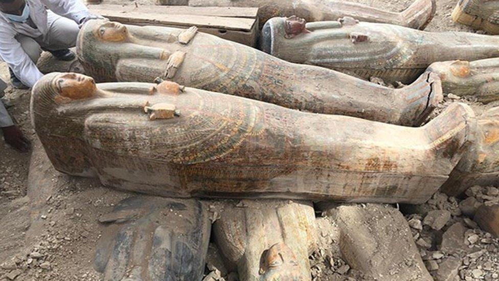 Ancient Egyptian coffins uncovered at the Theban necropolis of Asasif, near Luxor