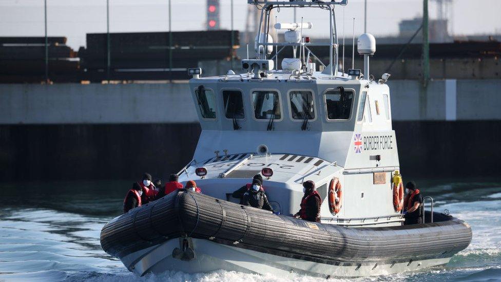 Migrants arriving into the Port of Dover