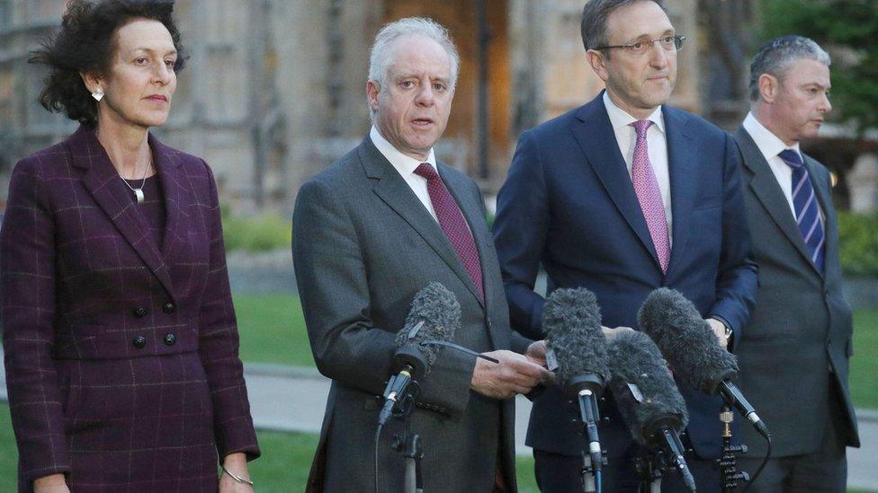 Members of the Board of Deputies (left to right) Gillian Merron, Jonathan Arkush, Jonathan Goldstein, and Simon Johnson