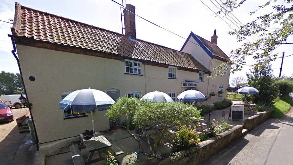 A general view of The Eels Foot Inn