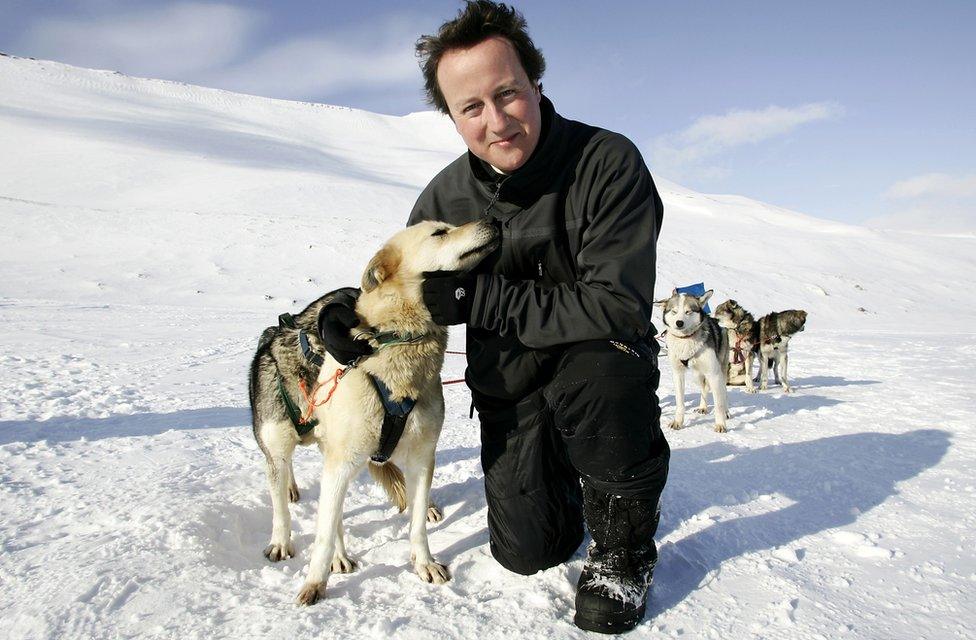 David Cameron with huskies in Norway in 2006