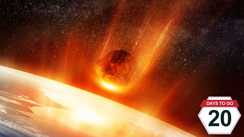 Graphic showing a meteor racing towards the Earth