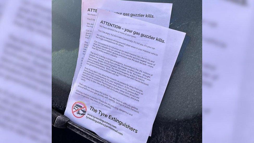 Leaflet left on a car