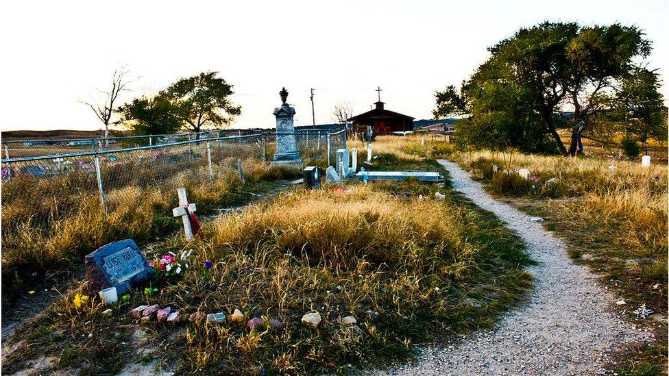 The cemetery for victims of the Wounded Knee Massacre in South Dakota