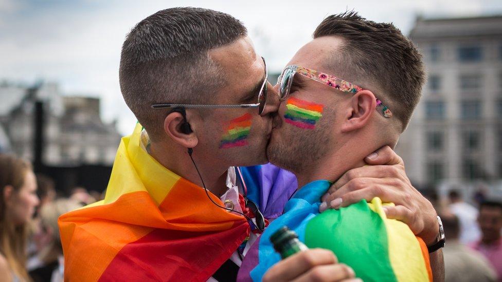 People celebrating Pride in London