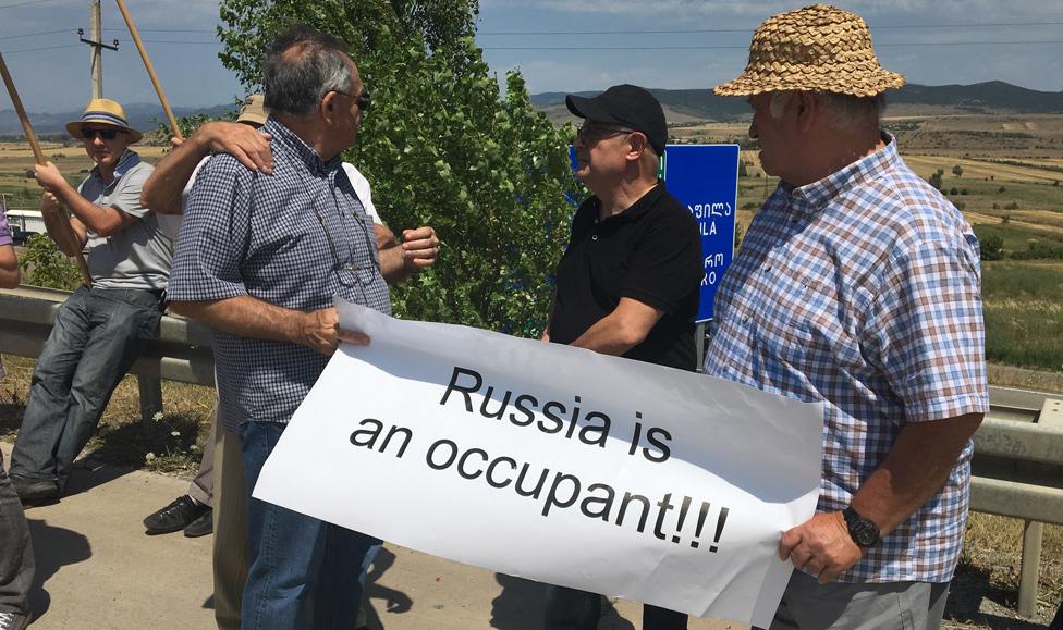 Anti-Russian protest near South Ossetia, 8 Aug 17