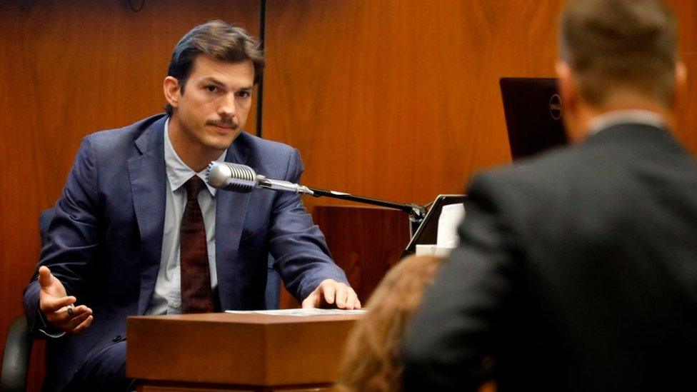 Ashton Kutcher testifies at the Clara Shortridge Foltz Criminal Justice Center on May 29, 2019 in Los Angeles, California