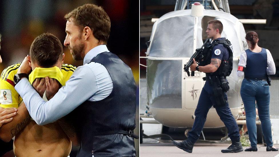 Composite showing Gareth Southgate and French police