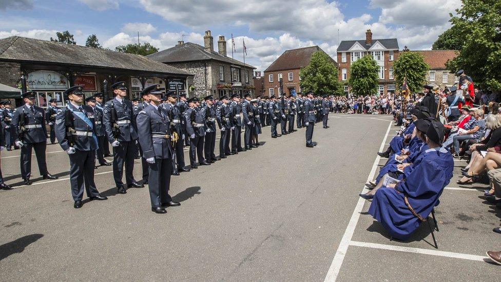 RAF personnel ready for inspection