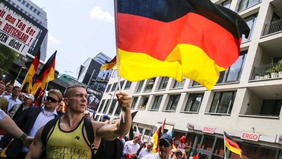 An AfD protester in Berlin