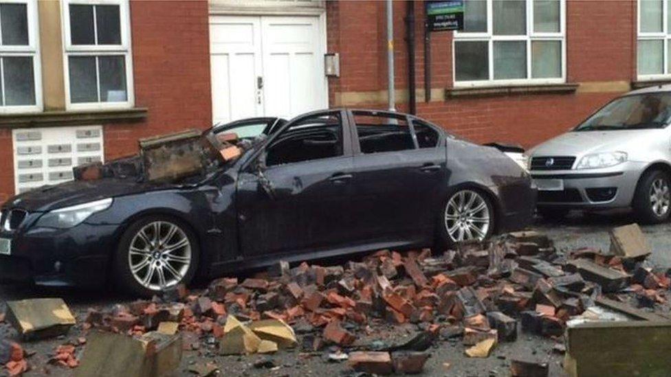 Storm Barney debris in Leigh