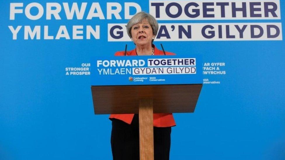 Theresa May launching the Welsh Conservative manifesto in Gresford