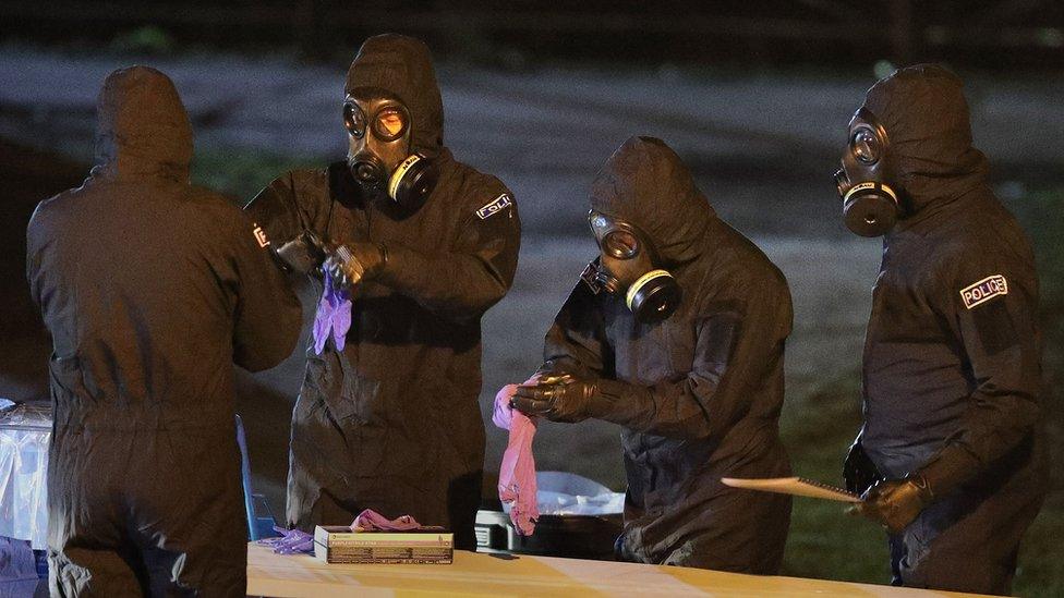 Police in protective suits in Salisbury on 13 March 2018