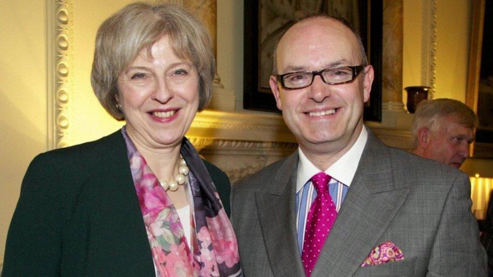 Home Secretary Theresa May with David Burgess-Joyce