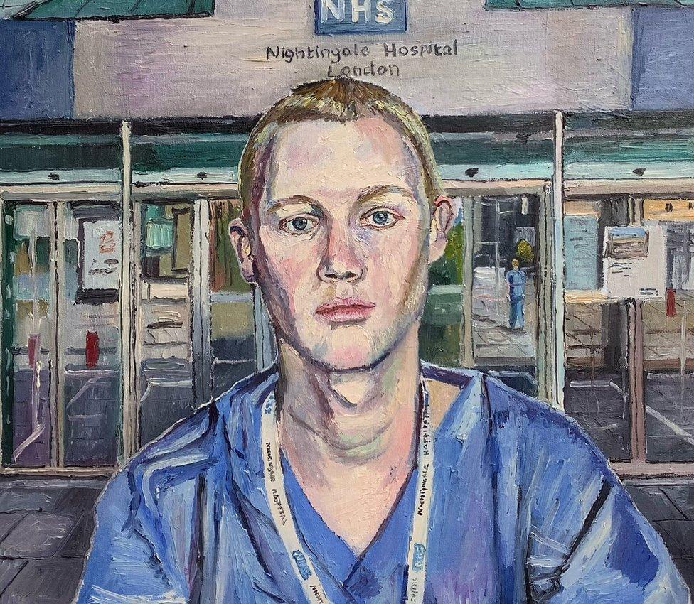 NHS doctor outside the Nightingale