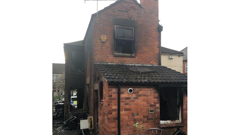 Fire-damaged house