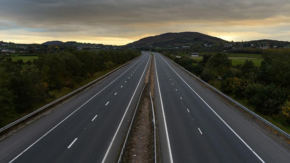 The Belfast to Dublin road crosses the border