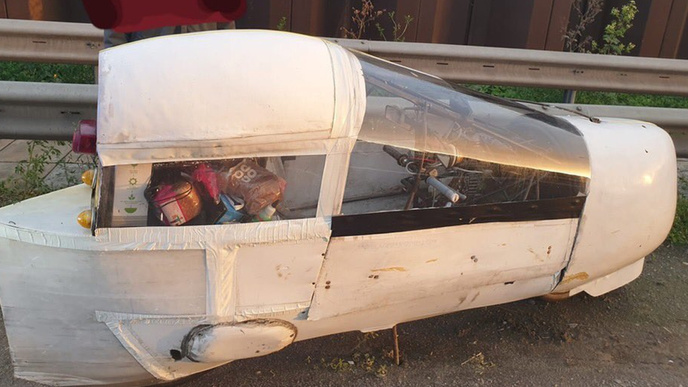 Unusual vehicle stopped on M25