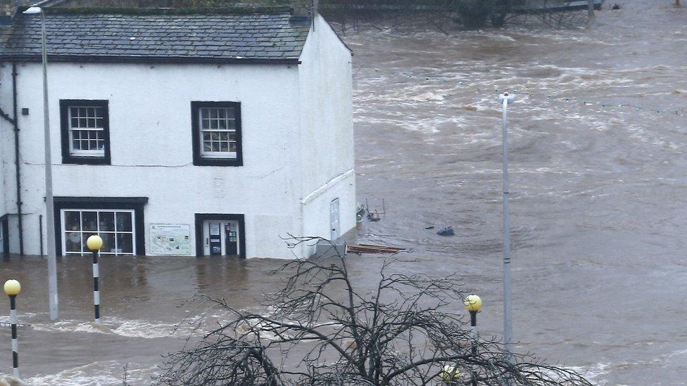 Flood waters rise to window level in Cockermouth, in December 2015