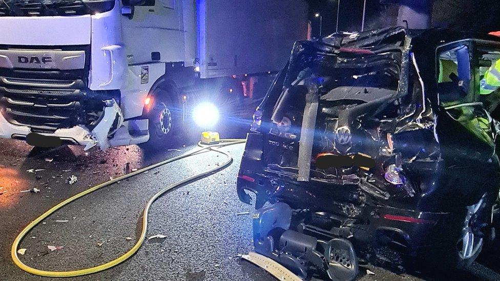 Scene of a crash on the M1 near Luton.