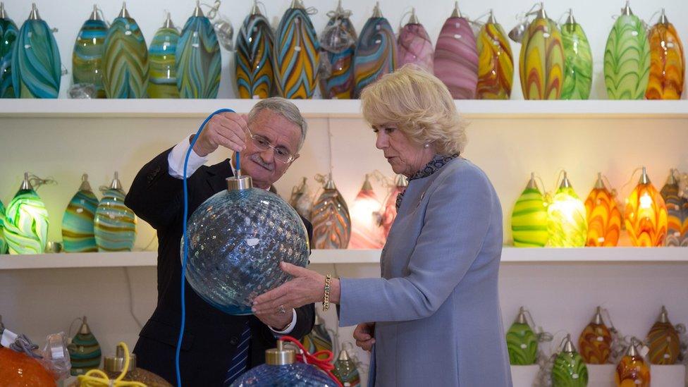 The Duchess of Cornwall with Mdina Glass owner Joseph Said