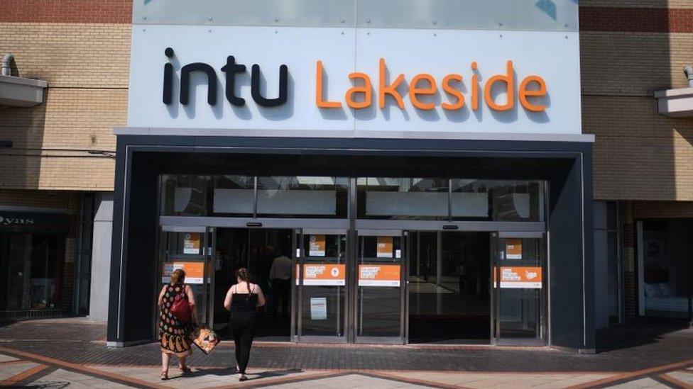 Shoppers entering Intu Lakeside