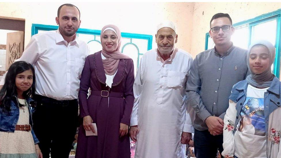 Ahmed's father Nasri pictured with his brothers Mohammed and Mahmoud and nieces Dima and Tala and sister Alaa