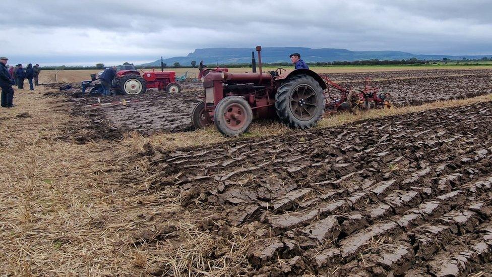 ploughing in a tractor in limavady