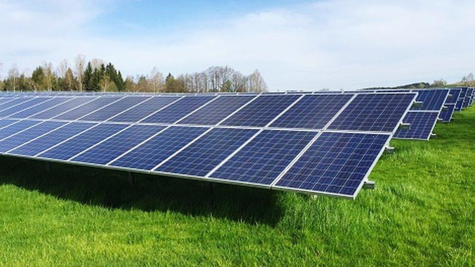 Solar panel in a field