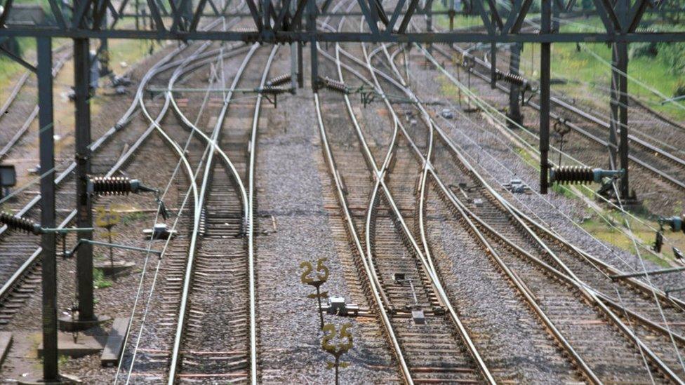 Junction south of Nuneaton station on the West Coast Main Line