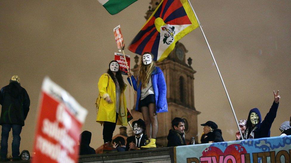 Protesters in Trafalgar Square