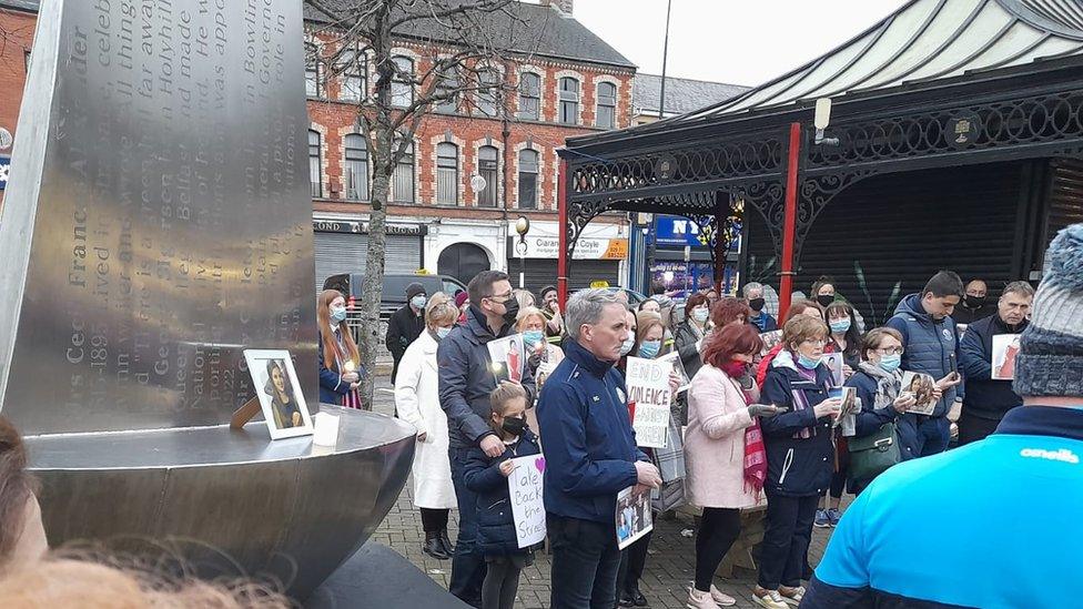 People in Strabane, County Tyrone, paid their respects on Friday afternoon